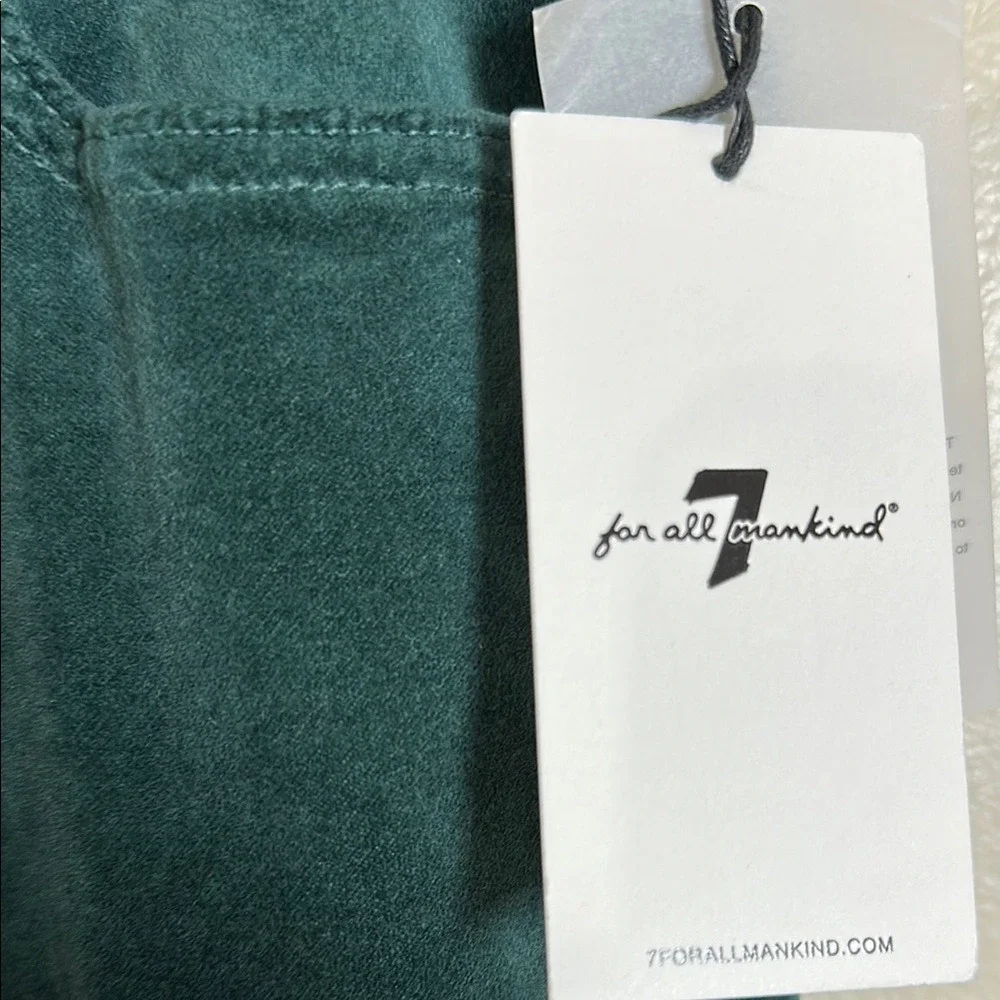 7 For All Mankind Womens 31 High Waist Skinny Jeans Forest Green Velvet Corduroy